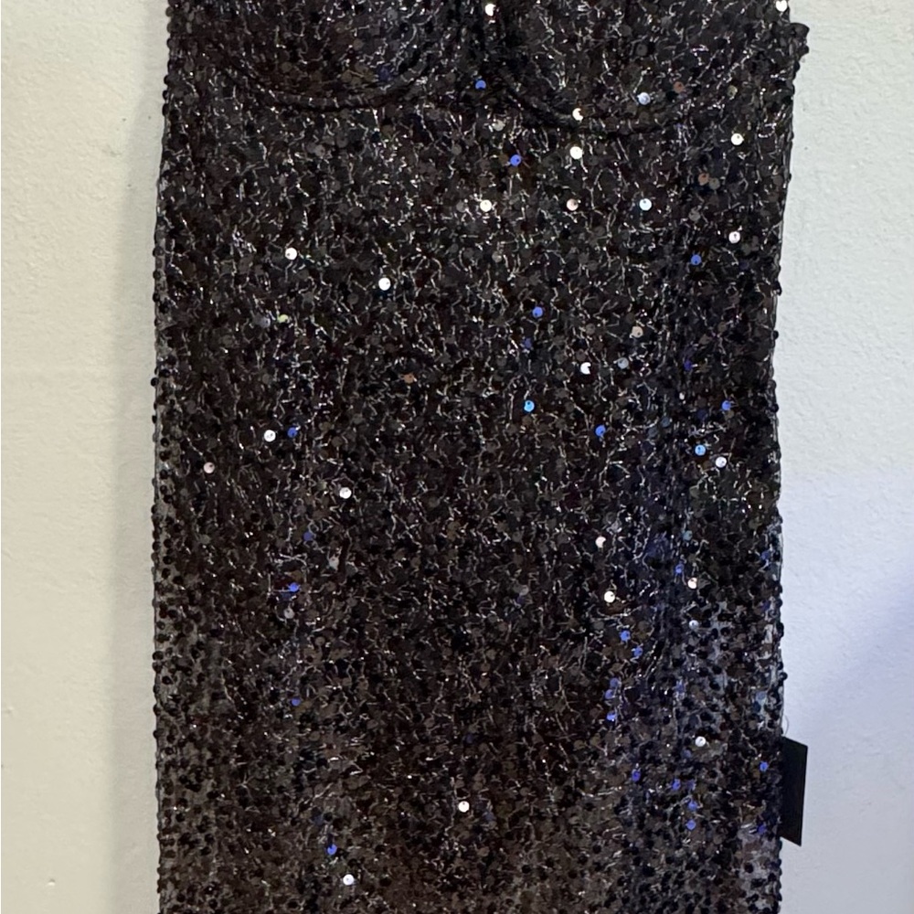 Lulu's Black Sequin Strapless Dress